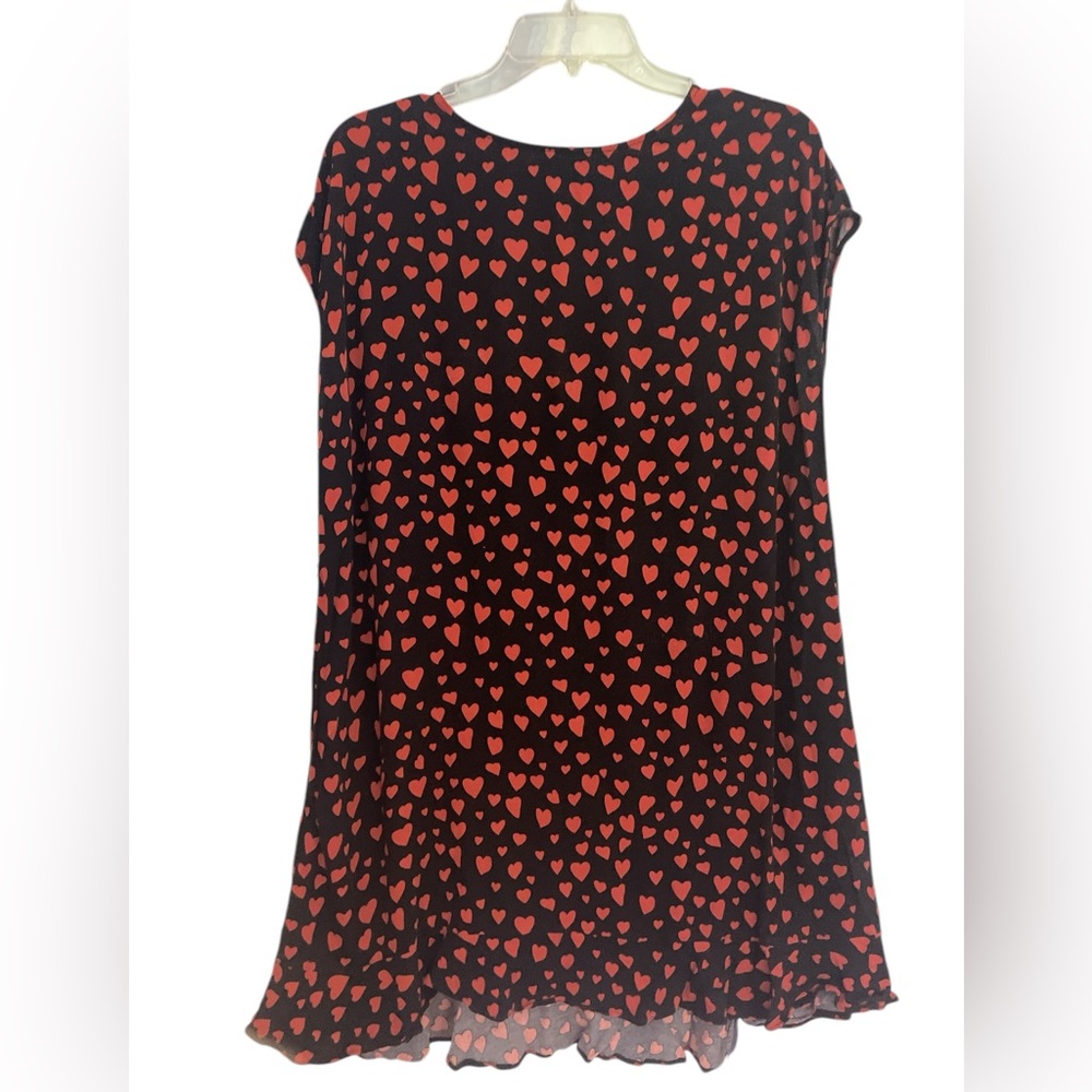 Pop sugar black hearts babydoll cap sleeve swing valentines rockabilly dress